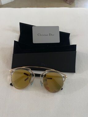 Christian Dior So Real authentic Gold Frame Sunglasses with Yellow Lenses